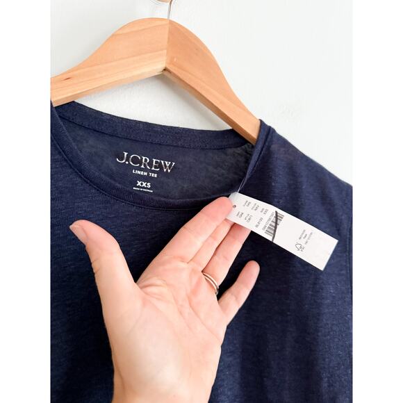 J.Crew | NWT New relaxed linen T-shirt in Navy Blue | Sz XXS - Picture 4 of 7